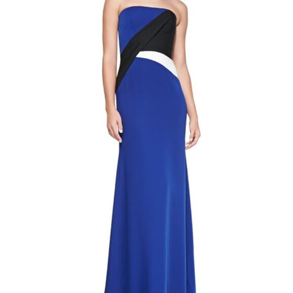 Bcbgmaxazria Audrianna Strapless Color Block Maxi Dress Size 2 - Picture 1 of 14